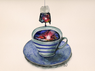 Spacetea cup galaxy space tea watercolor