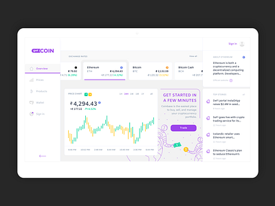 GETCOIN in Space crypto cryptocurrencies dashboard figma ui