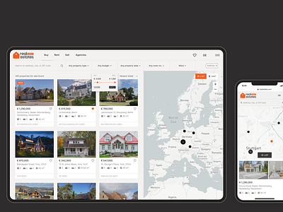 Real Estates Global - Search interface map property search real estate ui ux web design