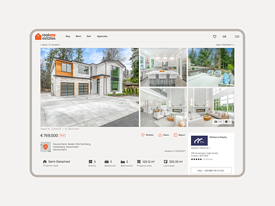 Real Estates Global - Property page gallery interface property description property page real estates ui ux web design
