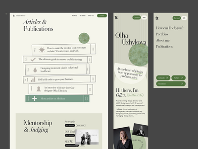 Olha Uzhykova website aethetics creative designer elegant folio gallery green mentor minimal modern portfolio projects typography ui web website