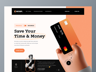 WORP. - Website Design ( Header Exploration) 3d banking banking website best shot business card clean creative creditcard design header illustration payment ui ux web website worp