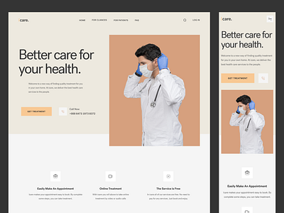 ICARE. - Medical Landing Page 🥰 best shot clean clean ui clinic doctor doctor appointment health healthcare hospital landing page medical medical care medical website website