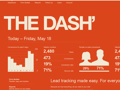 The Dash' analytics clean dashboard data helvetica minimal orange swiss