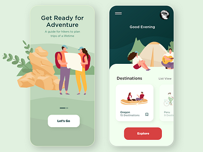 Hiking and Travel App Design app design hiking app travel app