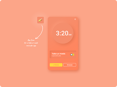 Daily UI - 005 App Icon alarm app app app icon dailyui design icon minimal peach pills reminder ux web