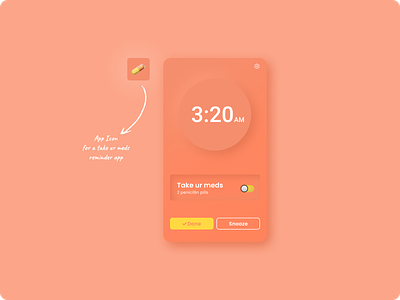 Daily UI - 005 App Icon alarm app app app icon dailyui design icon minimal peach pills reminder ux web