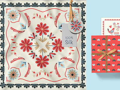 Scandi floral tile. Folk & nordic.