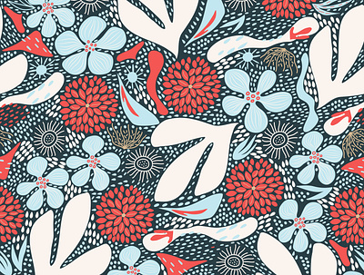 Scandi floral tile. Folk & nordic. brand design branding clipart creative market flat flower flowerspattern hand drawn pattern design seamless pattern seamlesspattern vector