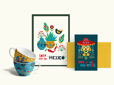 Mexican set brand design clipart creative market flat hand drawn illustration mexican art mexican holiday mexican style mexico travel vector