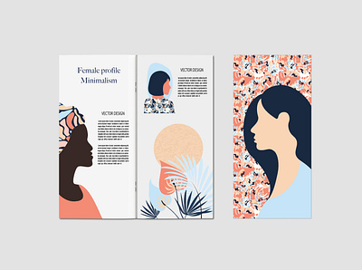 Female profile. Minimalism brand design branding characterdesign clipart creative market flat hand drawn illustraion pattern design vector