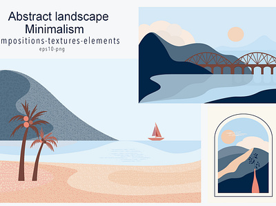Abstract minimalist landscape brand design branding clipart creative market flat hand drawn illustraion minimal pattern design vector