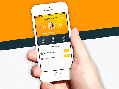 My Profile app ios managing people my profile orange user experience user interface white