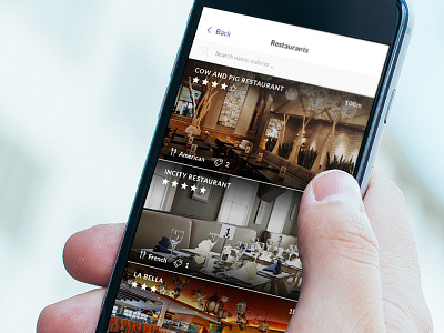 Browse Restaurants app design list mobile app restaurants search ui user interface ux