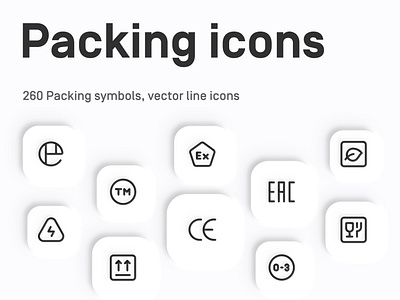 Myicons — 260 Packaging Symbols, vector line icons