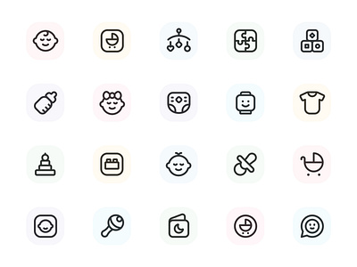 Myicons — Baby, Children, Toys vector line icons pack