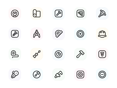 Myicons — Construction, Tools  vector line icons pack