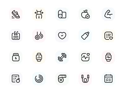 Myicons — Fitness, Sport vector line icons pack