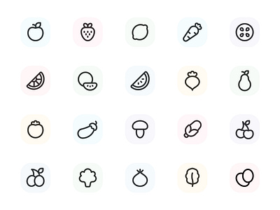 Myicons — Fruits, Vegetables vector line icons pack