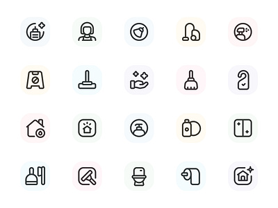 Myicons — Cleaning, Housekeeping vector line icons pack