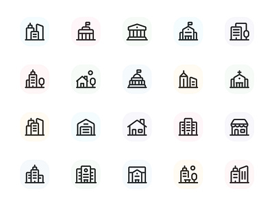 Myicons — Building, Construction vector line icons pack