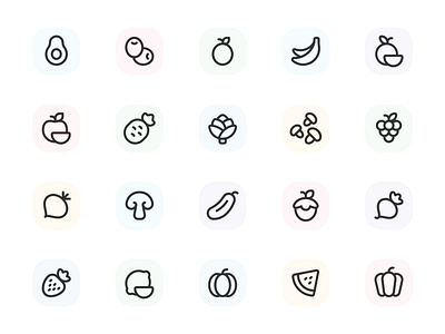 Myicons — Fruits, Vegetables vector line icons pack by Myicons on Dribbble