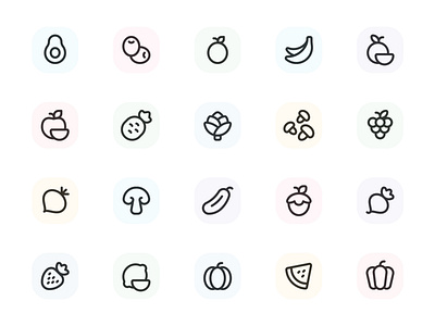 Myicons✨ — Fruits, Vegetables vector line icons pack essential icons flat icons icon design icon pack icons icons design icons pack interface icons line icons myicons ui ui design ui designer ui icons ui kit ui pack ui set web design web designer web ui