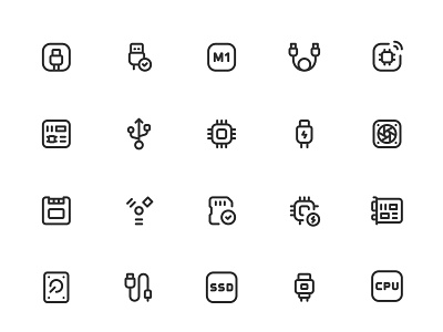 Myicons✨ — Hardware, Components vector line icons pack