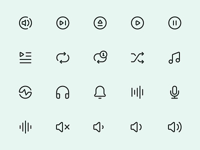 Myicons — Audio, Music line icons flat icons icon design icon pack icons pack interface icons line icons music icons myicons sound icons ui ui design ui designer ui icons
