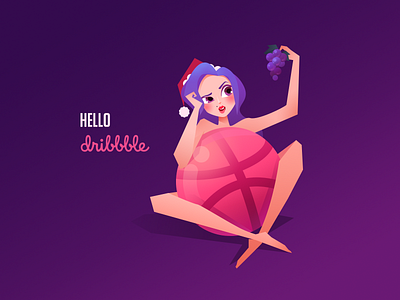 Hello dribbble debut dribbble grape illustration invite