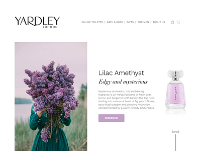 Landing page for Yardley