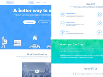 Movers Landing Page clean dubai flat icon logo simple ui ux web wireframe
