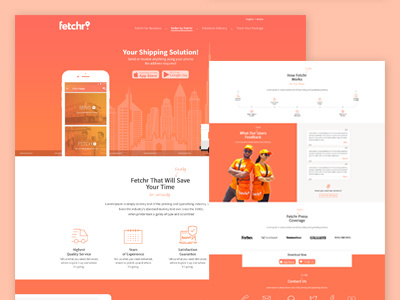Fetchr Landing page app clean courier flat icons illustration landing layout ui ux web