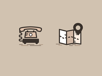 Icons: telephone + map icon localization map picto pictogram pin tel telephone