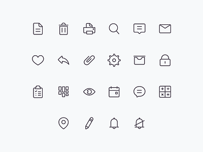 Icon set — Wedding app #1 archives calculate calendar list lock moodboard notification pen print settings to do