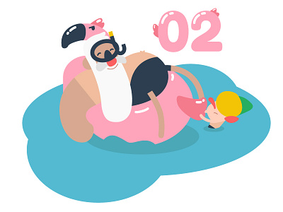 🎄Day 02 — Advent Calendar buoy christmas elf flamingo illustration santa vector