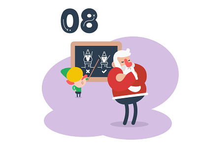 🎄Day 08 — Advent Calendar board christmas elf illustration santa too fat vector