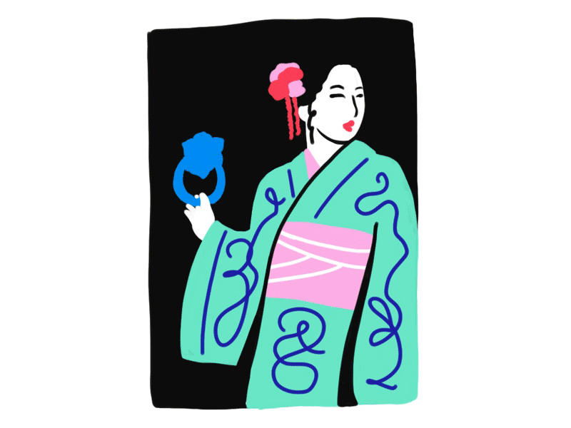 Inktober — Day 16 girl inktober 2018 japan kimono woman