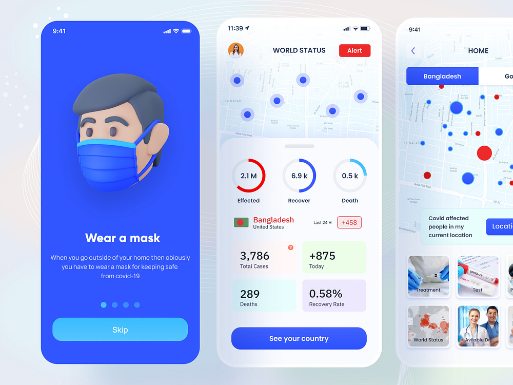 Covid-19 Prevent and Guidance Mobile App Design by syful islam on Dribbble