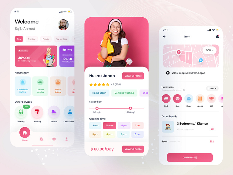 Home Cleaning Service Mobile App by syful islam for SylGraph on Dribbble