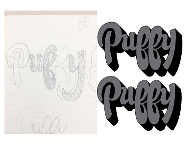 Puffy experiment lettering practice puffy sketch type typography vector