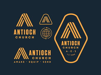 Antioch Brand Suite badge badge design brand suite identity logo
