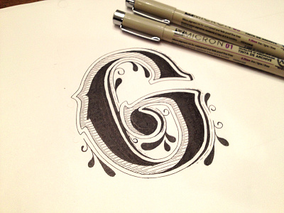"G" - micron practice hand drawn hand lettering inking sketch