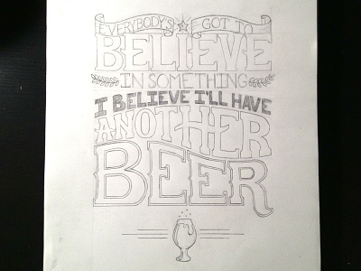 Beer! Process Sketch beer hand drawn hand lettering lettering poster typography