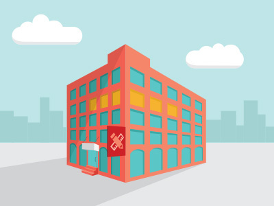 The Studio building flat design illustration