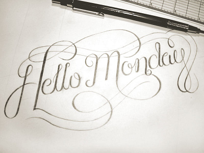 Hello Monday flourish hand drawn hand lettering lettering monday poster script typography