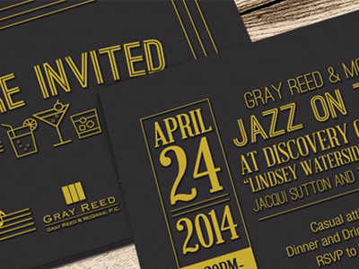 Jazz on the Green - invite sneak peek event invitations invite print speakeasy typography