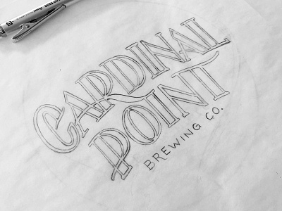 Cardinal Point Progress - Step 1 beer branding draw hand lettering illustration lettering logo type wip