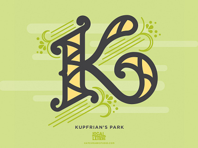 K is for Kupfrian's Park alphabet branding filigree flourish handlettering history illustration logo park swirl type typography