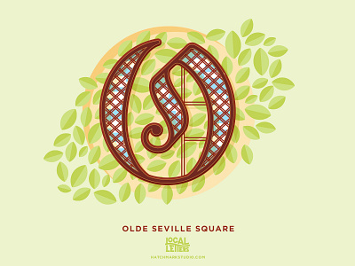 O is for Olde Seville Square alphabet illustration lettering logo o old english park type typography